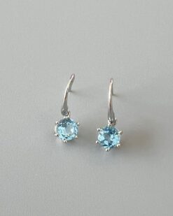 Round-cut Silver Earring