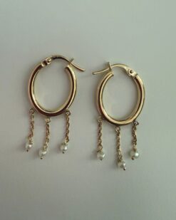 Oval Pearls Hoops Earrings