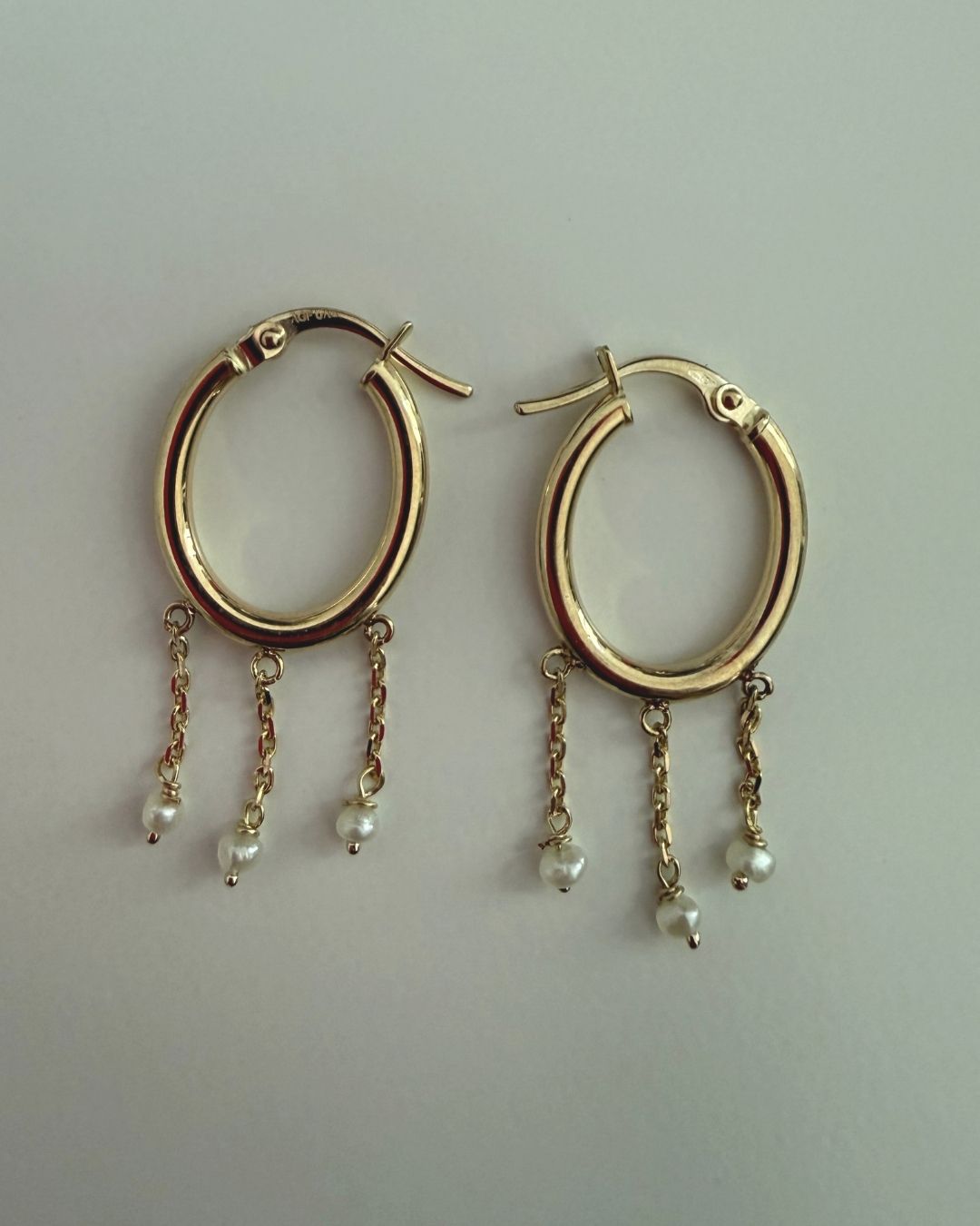 Oval Pearls Hoops Earrings